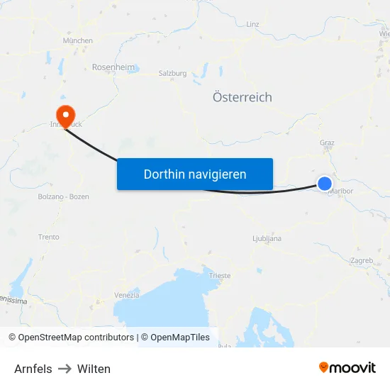Arnfels to Wilten map