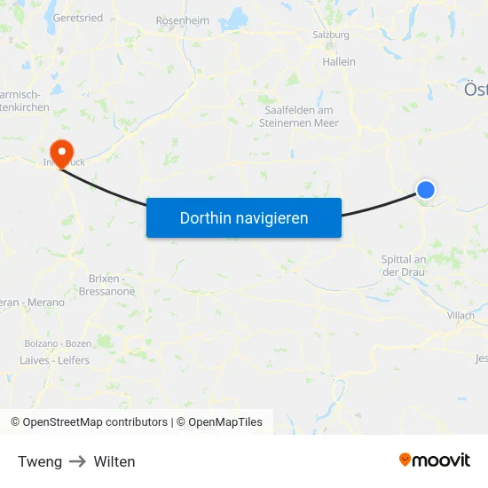 Tweng to Wilten map