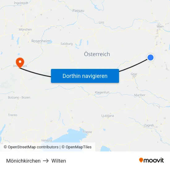 Mönichkirchen to Wilten map