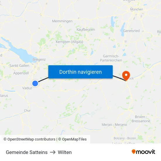 Gemeinde Satteins to Wilten map