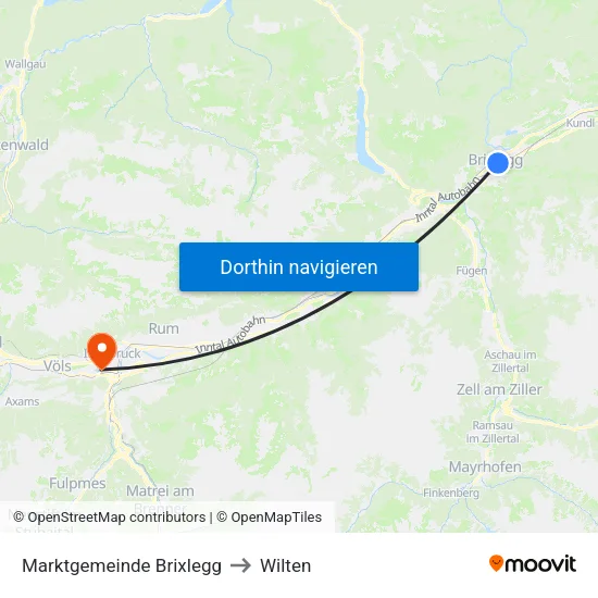 Marktgemeinde Brixlegg to Wilten map
