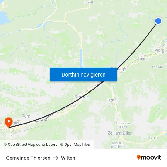 Gemeinde Thiersee to Wilten map