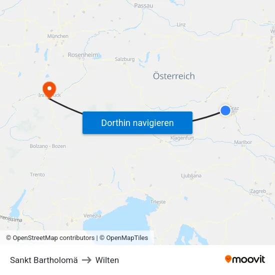 Sankt Bartholomä to Wilten map