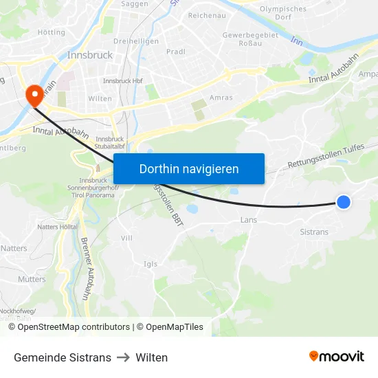Gemeinde Sistrans to Wilten map
