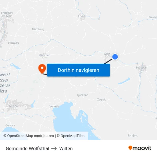 Gemeinde Wolfsthal to Wilten map