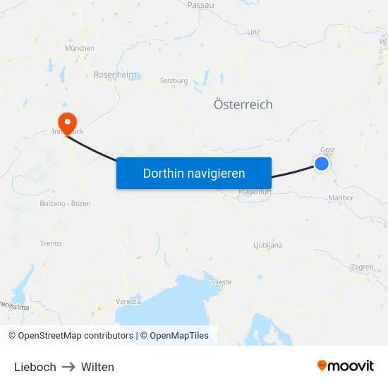 Lieboch to Wilten map