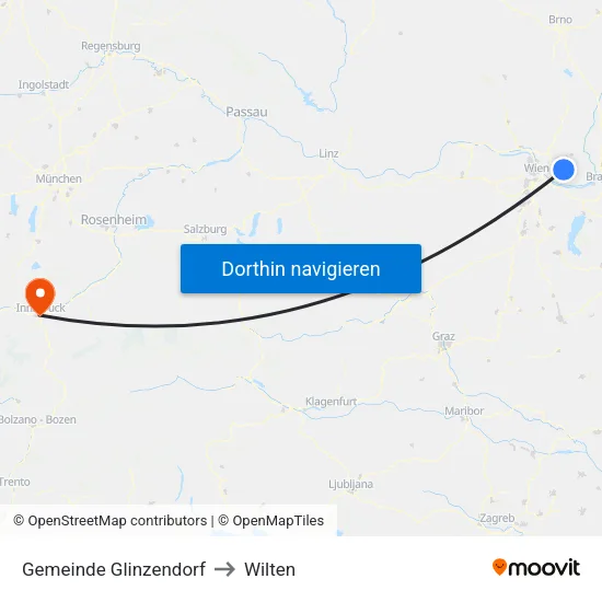 Gemeinde Glinzendorf to Wilten map