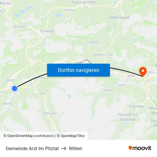 Gemeinde Arzl Im Pitztal to Wilten map
