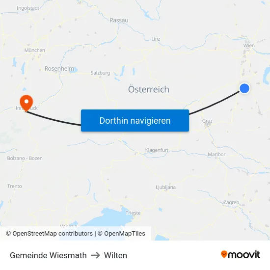 Gemeinde Wiesmath to Wilten map