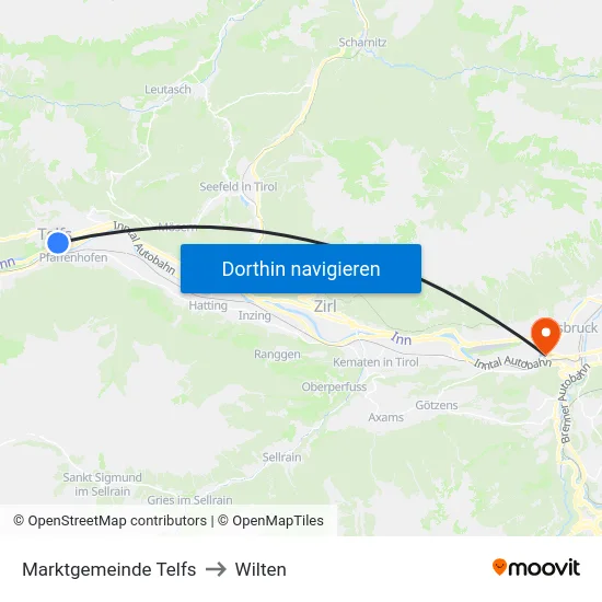 Marktgemeinde Telfs to Wilten map