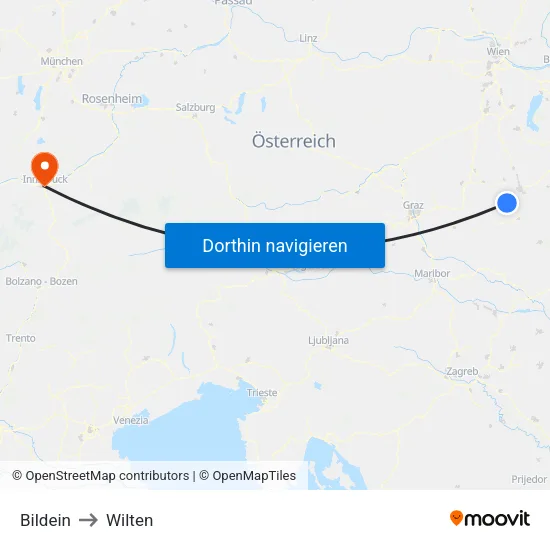 Bildein to Wilten map