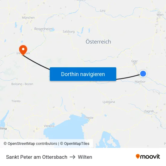 Sankt Peter am Ottersbach to Wilten map