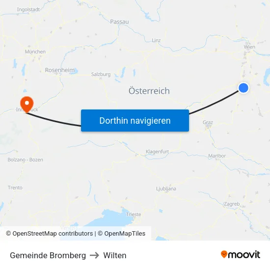 Gemeinde Bromberg to Wilten map