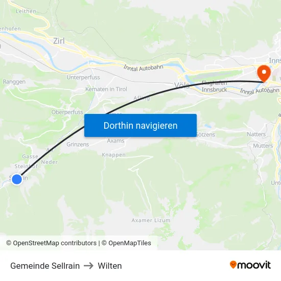 Gemeinde Sellrain to Wilten map