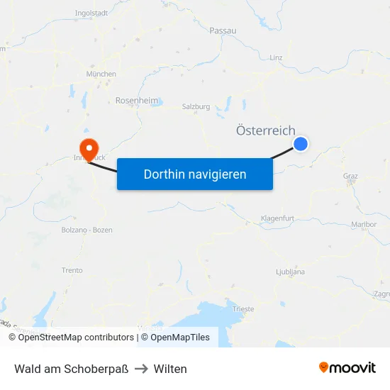 Wald am Schoberpaß to Wilten map