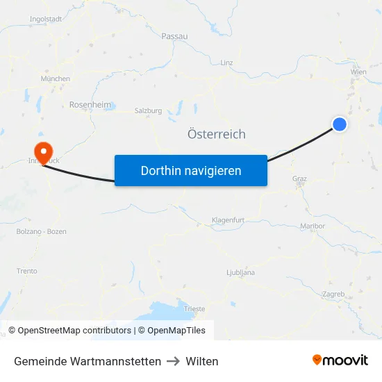 Gemeinde Wartmannstetten to Wilten map