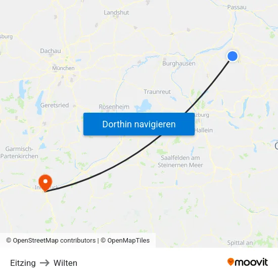 Eitzing to Wilten map