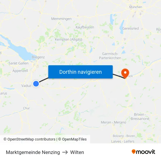 Marktgemeinde Nenzing to Wilten map