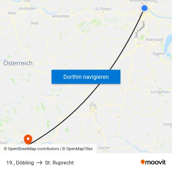19., Döbling to St. Ruprecht map