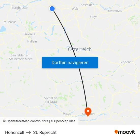 Hohenzell to St. Ruprecht map