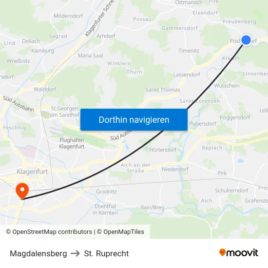 Magdalensberg to St. Ruprecht map
