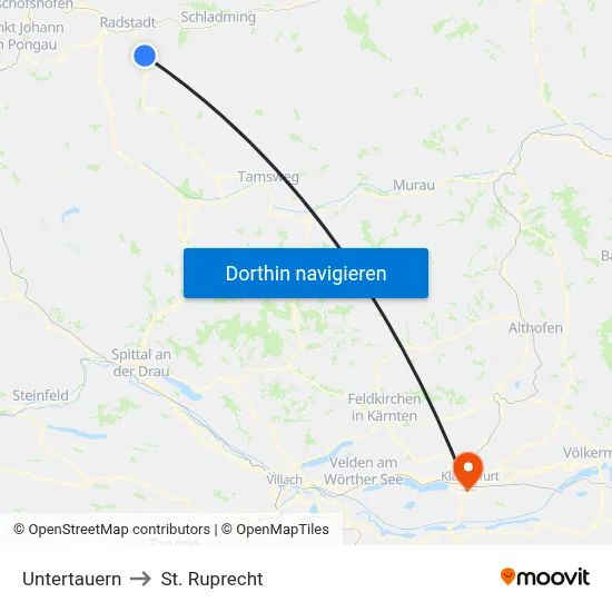 Untertauern to St. Ruprecht map