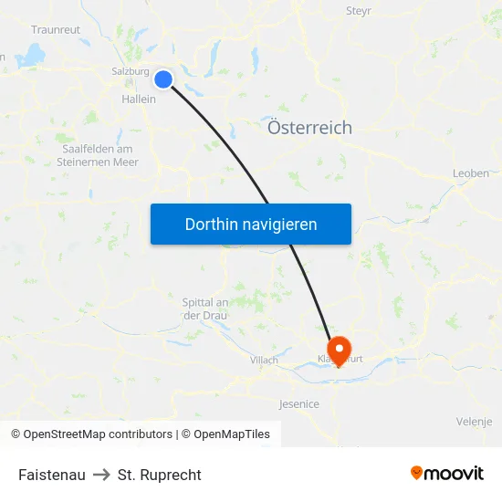 Faistenau to St. Ruprecht map