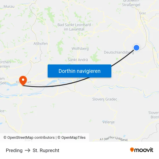 Preding to St. Ruprecht map