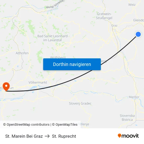 St. Marein Bei Graz to St. Ruprecht map