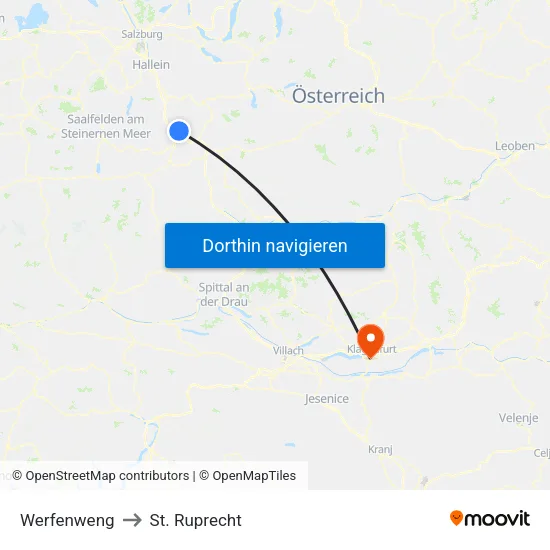 Werfenweng to St. Ruprecht map