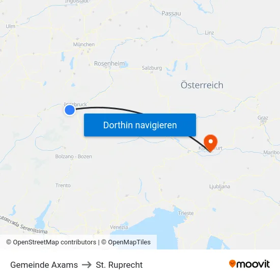 Gemeinde Axams to St. Ruprecht map