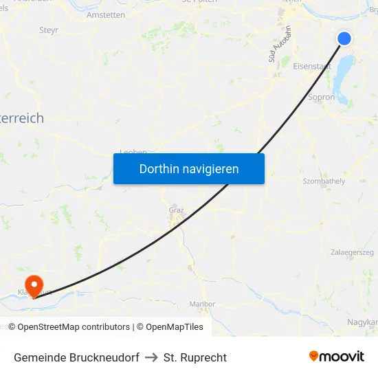 Gemeinde Bruckneudorf to St. Ruprecht map