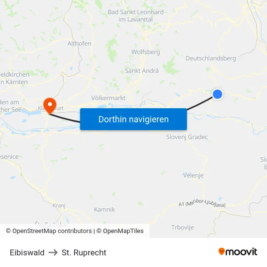 Eibiswald to St. Ruprecht map