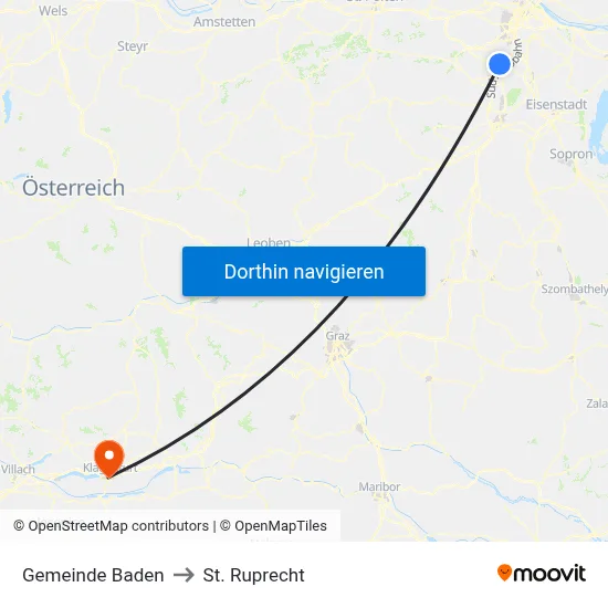 Gemeinde Baden to St. Ruprecht map