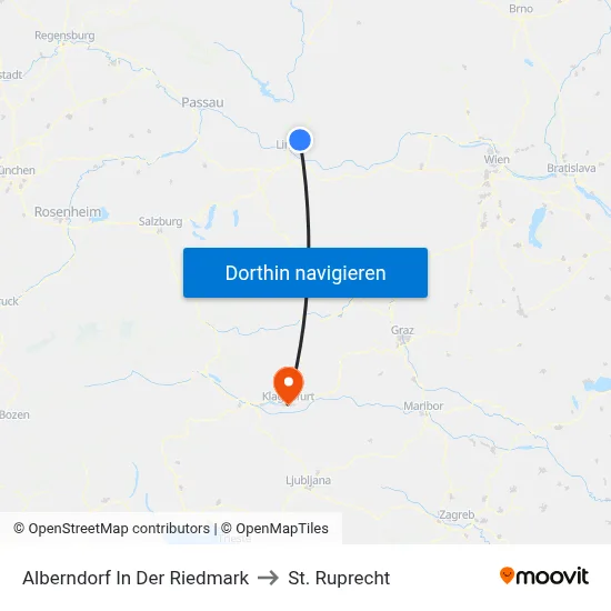 Alberndorf In Der Riedmark to St. Ruprecht map