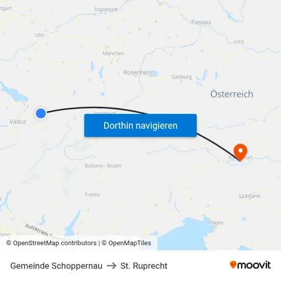 Gemeinde Schoppernau to St. Ruprecht map