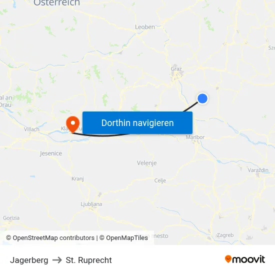 Jagerberg to St. Ruprecht map