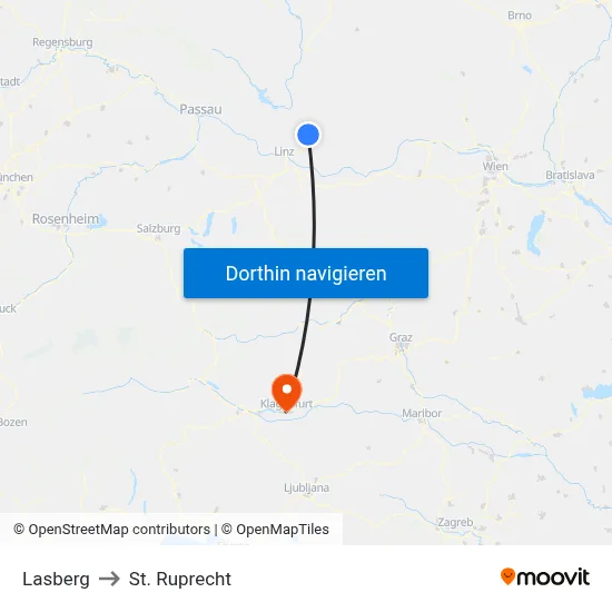 Lasberg to St. Ruprecht map