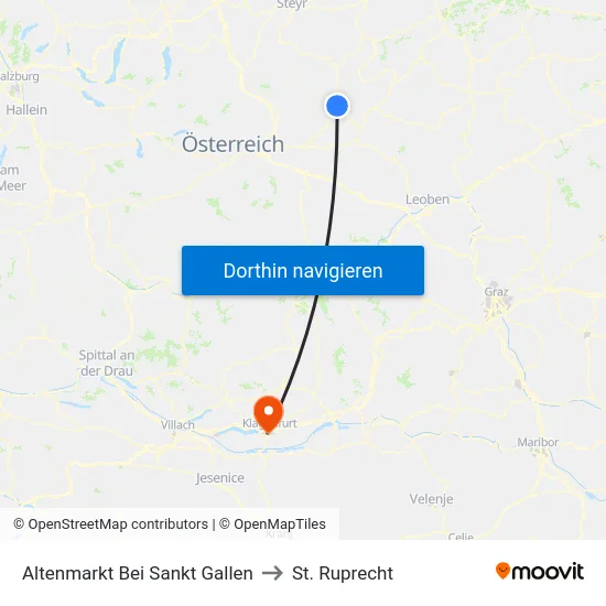Altenmarkt Bei Sankt Gallen to St. Ruprecht map
