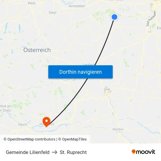 Gemeinde Lilienfeld to St. Ruprecht map