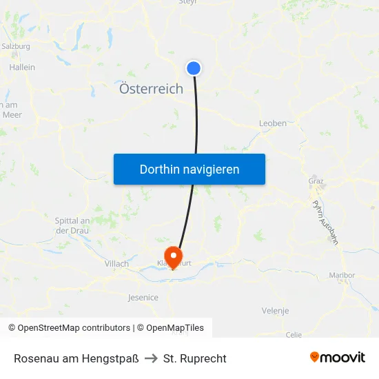 Rosenau am Hengstpaß to St. Ruprecht map
