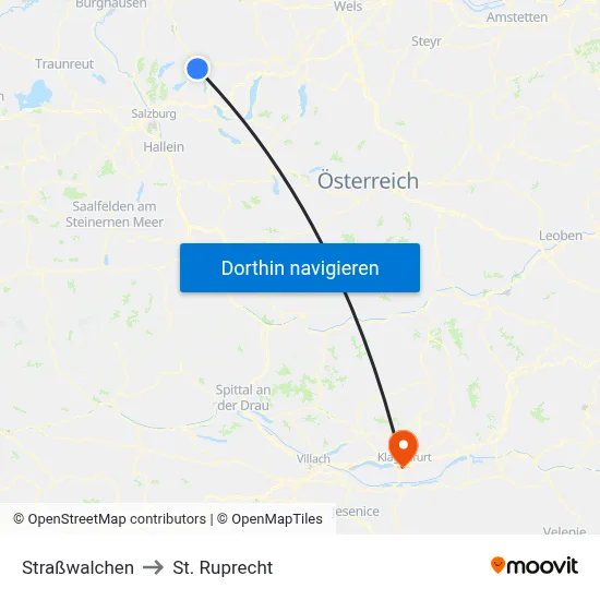 Straßwalchen to St. Ruprecht map