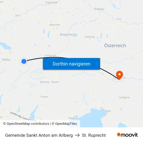 Gemeinde Sankt Anton am Arlberg to St. Ruprecht map