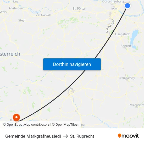 Gemeinde Markgrafneusiedl to St. Ruprecht map