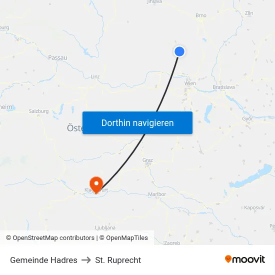 Gemeinde Hadres to St. Ruprecht map