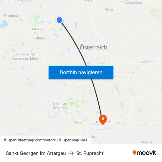 Sankt Georgen Im Attergau to St. Ruprecht map