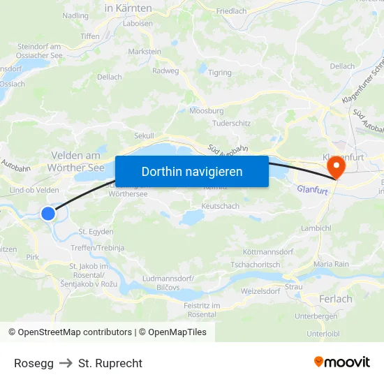Rosegg to St. Ruprecht map