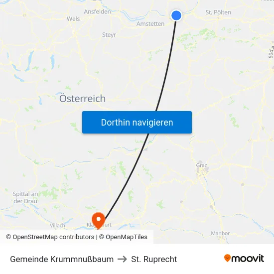 Gemeinde Krummnußbaum to St. Ruprecht map