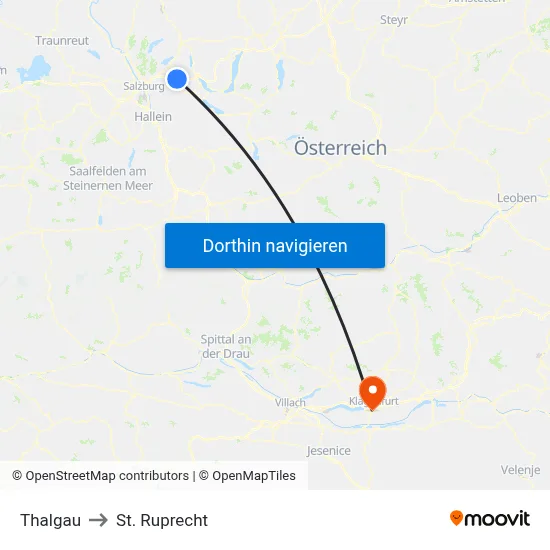 Thalgau to St. Ruprecht map