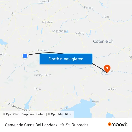 Gemeinde Stanz Bei Landeck to St. Ruprecht map